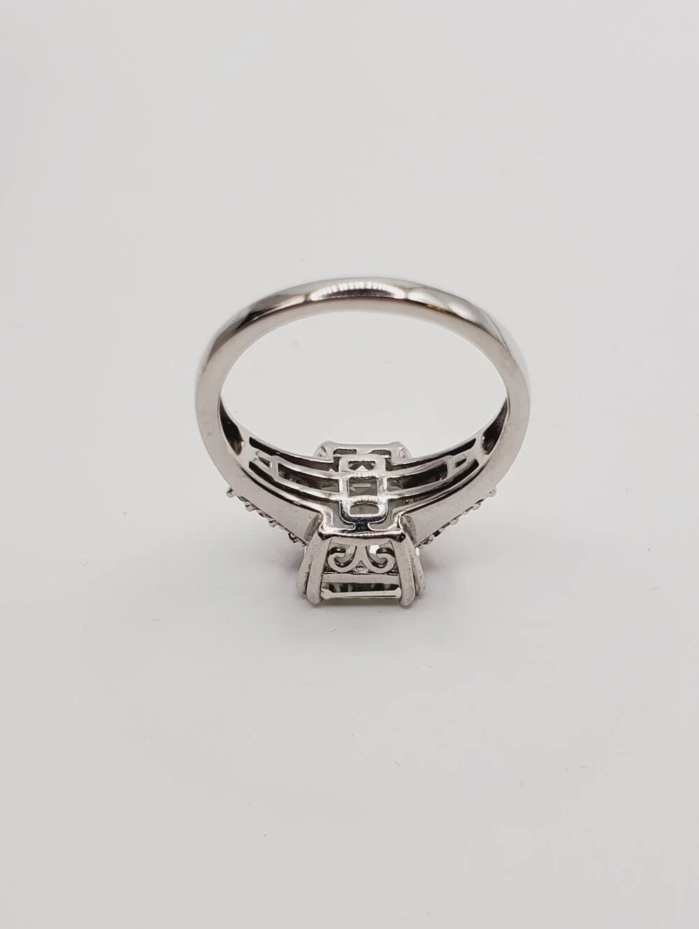 Emerald Cut Montezuma Prasiolite & Pink Tourmaline 925 Sterling Silver Ring